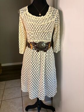 Cottage core Umgee Cream Crochet Midi Dress